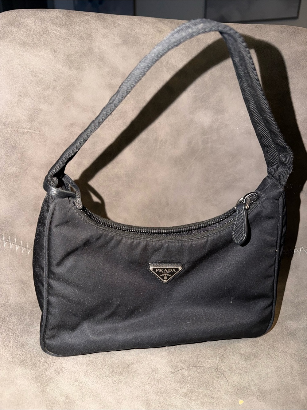 AUTHENTIC PRADA BLACK NYLON SHOULDER BAG – VINTAGE Y2K